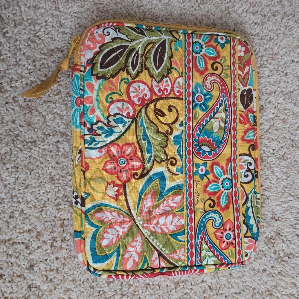 Vera Bradley Quilted Tablet Case Sleeve Provencal Yellow Floral Zip Retired